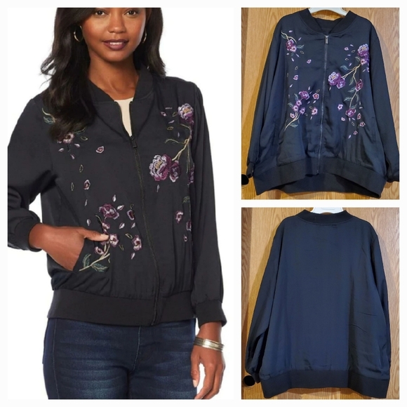 DG2 Diane Gilman floral embroidered jacket - Picture 1 of 11